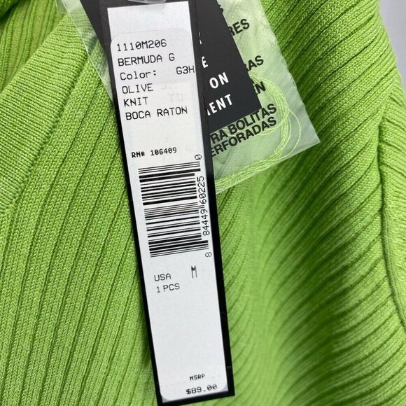 Tahari ASL‎ Women's NWT Bermuda Green Knit Boca Raton Ribbed Silk Cardigan M/C42 - Picture 8 of 9